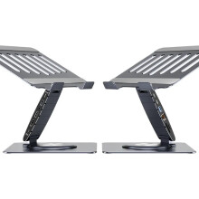 All-in-One Aluminum Alloy Notebook Holder & 12-Port Docking Station with Rotating, Lifting, and Folding Features