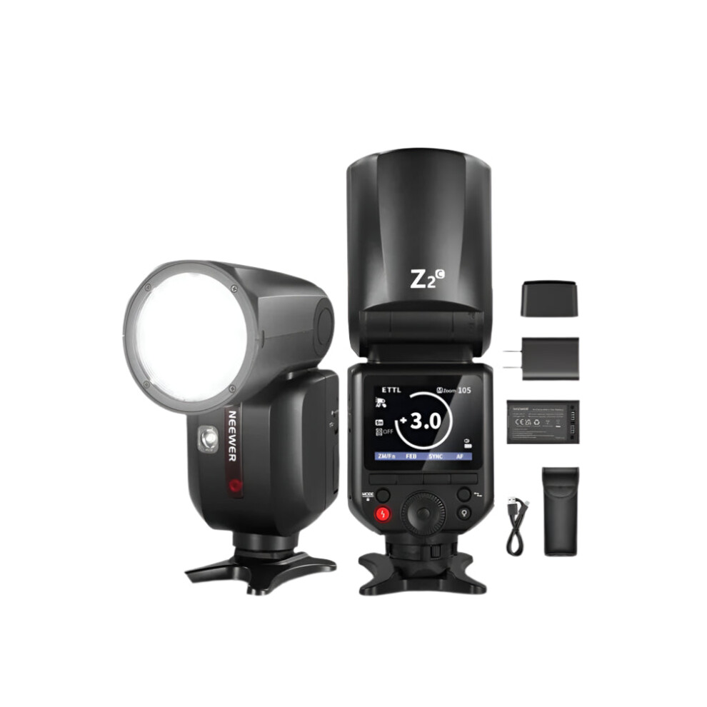 Neewer Z2 2.4G Ttl Round Head Flash Speedlite With Upgraded Ui & Dual Adjustable Modeling Lamps - Compatible With Canon, Nikon, Sony - 2600Mah Batter 7445005844830