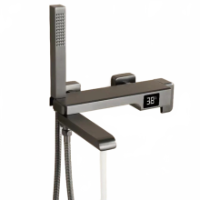 Digital Display Brass Waterfall Spout Bathtub & Shower Mixer Faucet