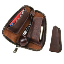 Premium Leather Tobacco Pipe Travel Pouch - Unisex Portable Storage Case for Pipes & Herbs