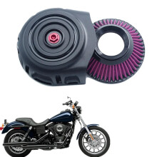 Black CNC Cut Air Cleaner Intake Filter Kit for Harley Dyna, Softail, and Touring Models (2000-2017)