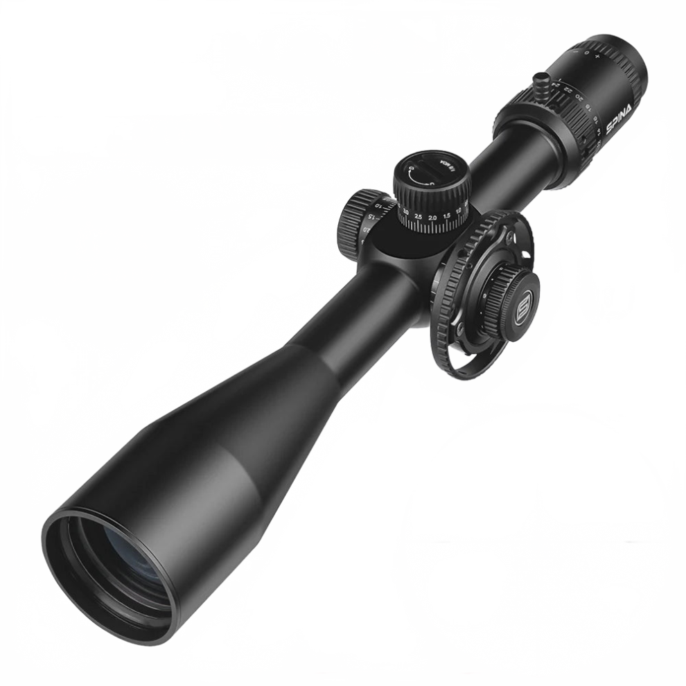Spina Optics 6-24x50 FFP/SFP Illuminated Spotting Scope with Lockable Turrets for Precision Outdoor Hunting