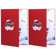 3D Christmas Train Foldable Greeting Card for Party-2 sets