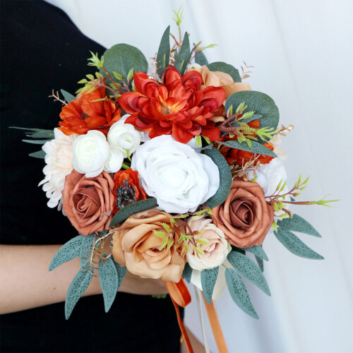 Wedding Bouquets with Ribbon for Bride Bridesmaid, Artificial 1