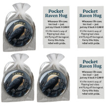 Pocket Friendly Resin Crow Charm With Encouragement-3pack