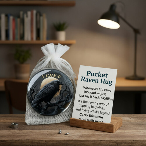 Pocket Friendly Resin Crow Charm With Encouragement-3pack 1
