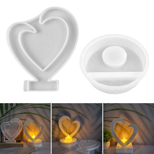 Heart Candlestick Holder Silicone Molds Love-with square base 2