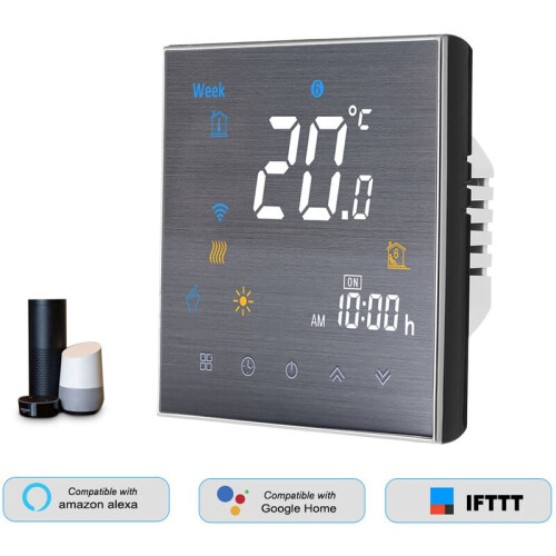 Termostato inteligente de eficiencia energética, control táctil LCD digital programable con funciones programables semanalmente, termostato digital 1