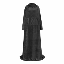 Tragbarer Deckenbademantel aus Fleece für Erwachsene mit freihändigem Design für kuscheligen Komfort, Grau (170 x 200 cm) mit Fußtasche und