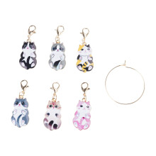 6Pcs Cats Stitching Marker Charm Locking Stitching Marker with