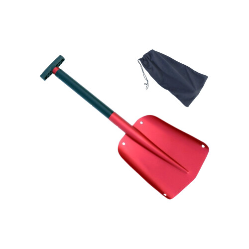 Adjustable Length Foldable Aluminum Shovel Ideal for Camp-Red