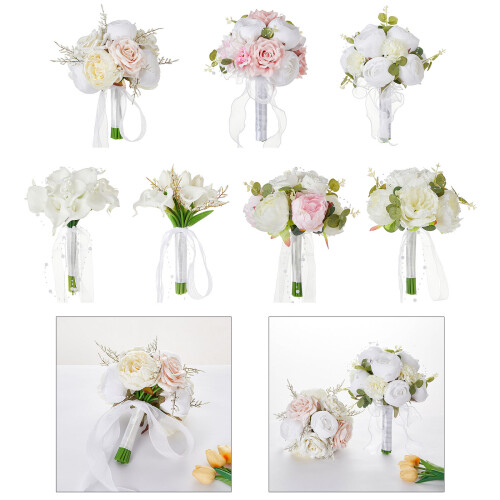 Wedding Bouquets with Ribbon for Bride, Artificial Flower-5893 2