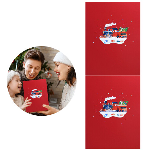 Delicate Christmas Train Foldable Card Handmade Details-1 set 1