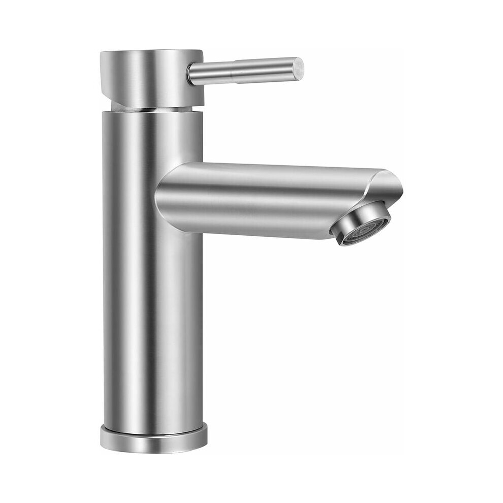 Contemporary Bathroom Sink Faucet, One-Hole Basin Mixer Tap With Single Lever, Brushed Nickel Finish, For Corrosion Resistant & Durable Performanc 9135470993673