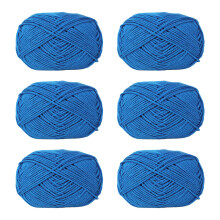 6Pcs Soft Crochet Thread Acrylic Yarn for Hand-70 deep sea blue