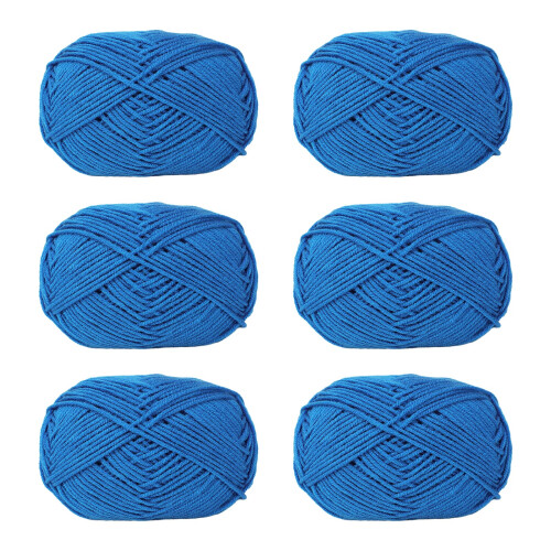 6Pcs Soft Crochet Thread Acrylic Yarn for Hand-70 deep sea blue