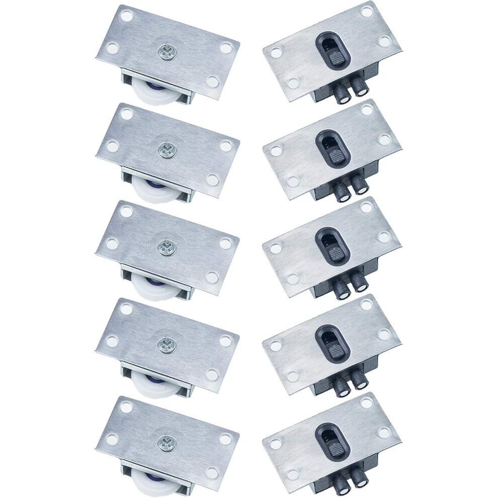 Electroplating Finish Sliding Mechanism, Durable Furniture Roller Wheels For Cabinet And Wardrobe Doors, Stainless Steel Pulley With Nylon Wheel Core, 9454554524931