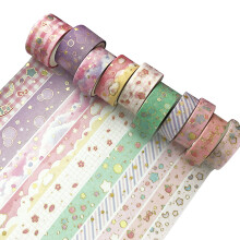 Dekorativ maskeringstape, flerbruks: Washi-tapesett i godterifarger for håndarbeid, journalføring, innpakning, et viktig verktøy for kreative