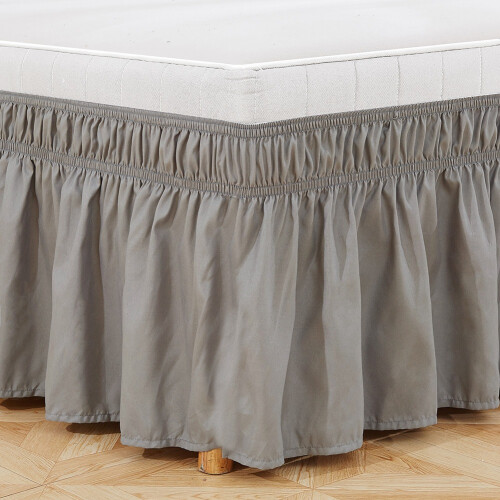 Jupe de lit ajustable pour lits king size, en polyester imprimé réactif, facile à installer, design élégant à volants 2