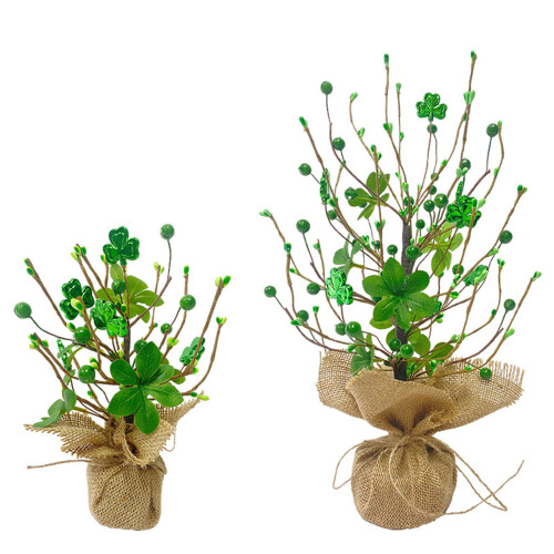 Charming Irish Rice Bead Burlap Tree Artificial Plant-A09182 1