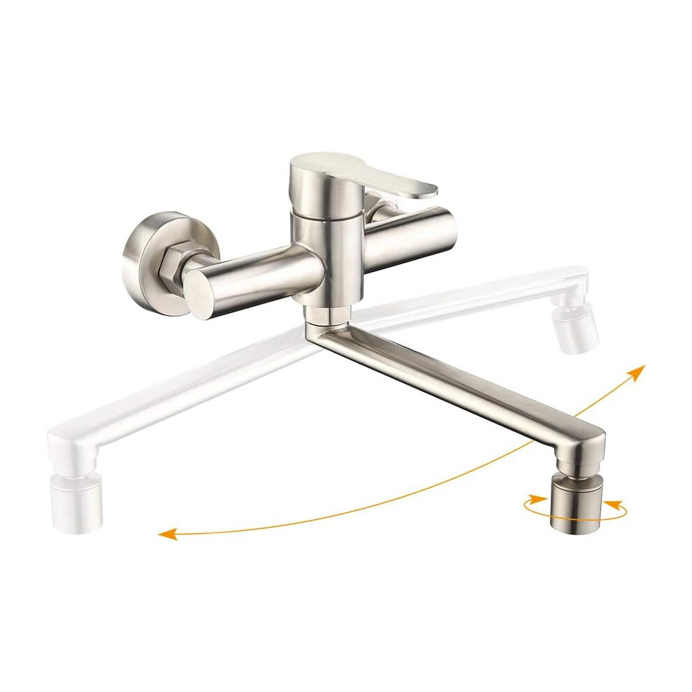 Commercial Wall Mount Kitchen Faucet, Wall Mounted Kitchen Sink Taps With Dual Swing Joints For Flexible Rotation And Lead Free Construction, Suitable 9135470995080
