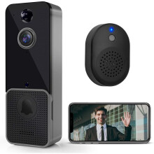 Deurbelcamera met bewegingsdetectie, tweeweg-intercom, 155 ultragroothoeklens en HD-video, realtime meldingen, nachtzicht, cloudopslag en draadloze