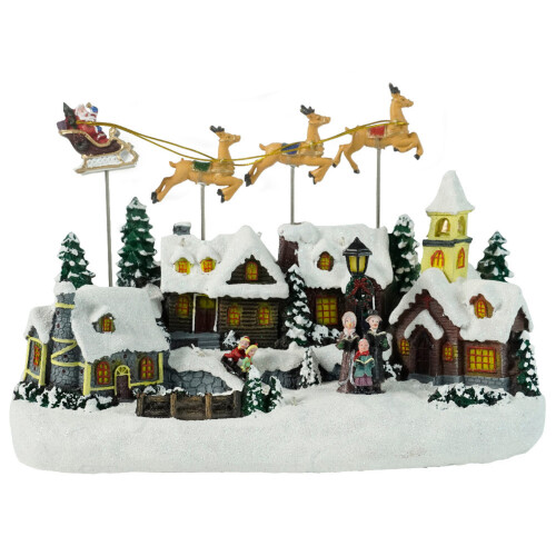 Leuchtendes Rentier-Dorfhaus mit Weihnachtsmelodien,