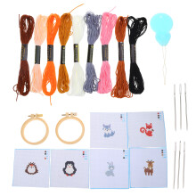 Animal Cross Stitches Sewing Kits with Embroidery Hoop