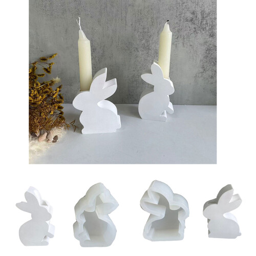Easter Rabbit Silicone Moulds 3D Rabbit Candle Holder Epoxy-2 2