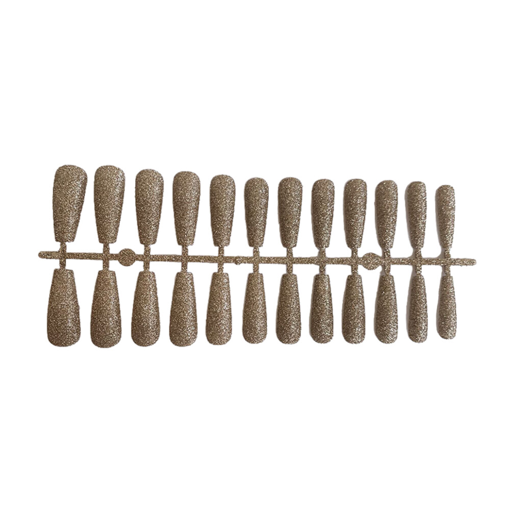 (champagne) 24 Pcs Fake Nails Shimmering Powder Artificial Nail Tips ple Operation