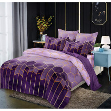 Elegant King Size Duvet Cover Set, Ultra Soft brushed Microfiber Material for Cozy Nights, Gold and Blue Line Geometric Design, Modern Marble Aestheti