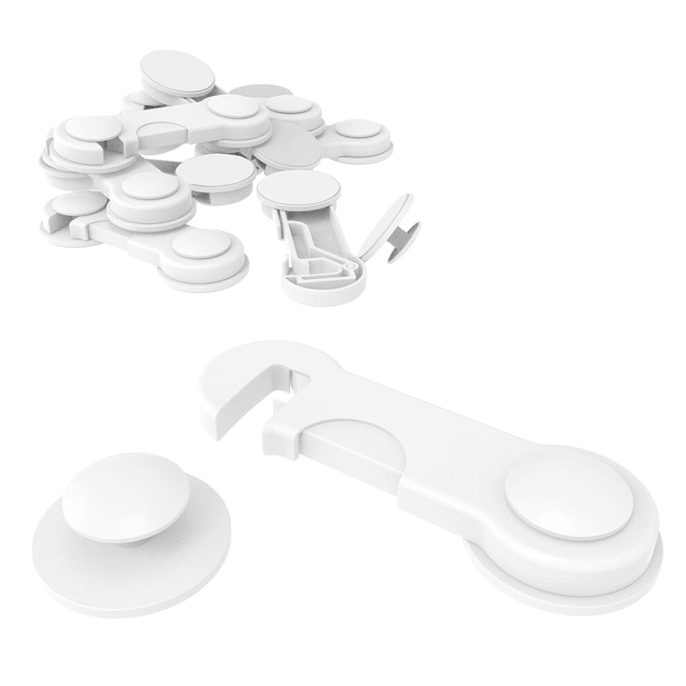 Baby Proofing, Certified Safety Non-Toxic Abs Material Cabinet Locks, Easy Installation with Adhesive, Multi-functional Child Safety Locks, 10 Pieces,