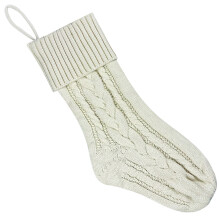 Gestrickter Weihnachtsstrumpf, waschbares Polyester,-Beige