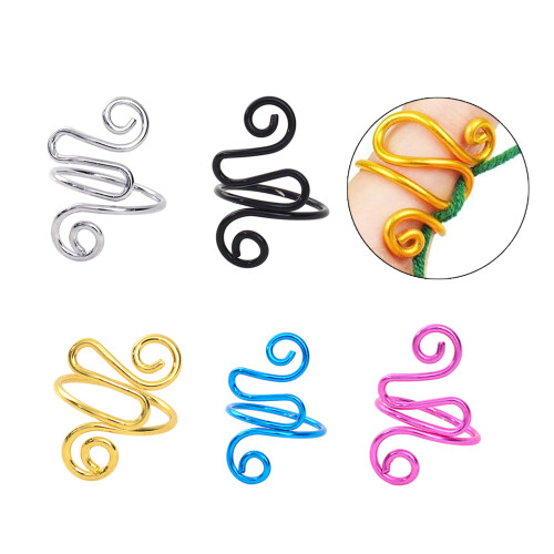 Adjustable Crochet Tension Rings for Finger Yarn Guide-Black 2