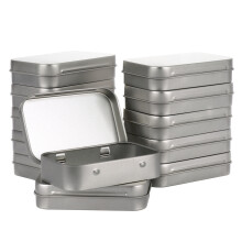 Metal Tins Storage Boxes with Lids, Rectangular Empty Small Home Craft Organizer, Hinged Tin Box Containers for Organizing Jewelry Cosmetics Herbs, No
