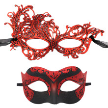 Set van 2 delicate maskerades masker verfijnde-rood pak