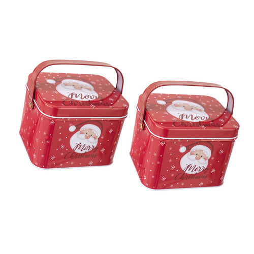 2pcs Candy Boxes Tinplate Suitcase for Christmas Sweets-Type A