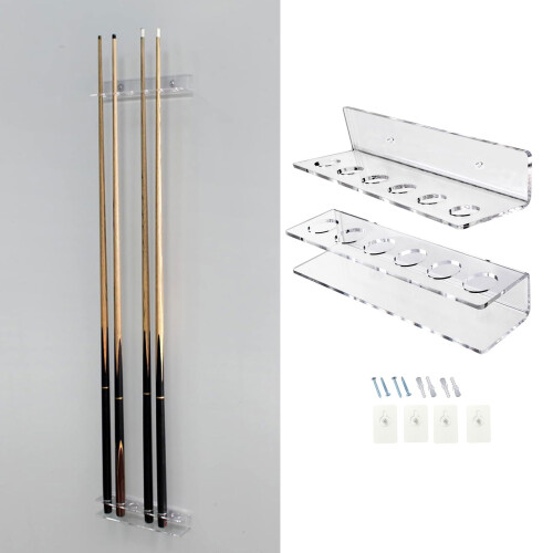 Transparent Acrylic Clear Pool Cue Holder Space Saving Billiard 1
