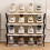 2 Pieces Shoe Organizers Set with Adjustable-Warm Gray White 4