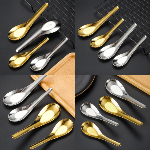 6 x multifunktionale Suppenlöffel, Servierlöffel,-Gold groß 2