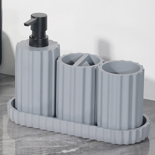 Ensemble de salle de bain texturé en pierre 4 pièces pour-Noir 2