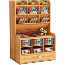 Multifunktionaler Stiftehalter für jeden Schreibtisch, Schreibtisch-Organizer aus Holz mit einzigartigem DIY-Design für Stabilität und