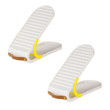 2 Pieces Multipurpose Level Shoe Storage Rack-Warm Gray White