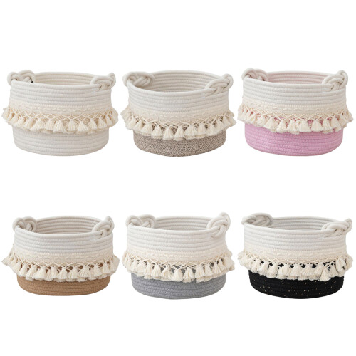 Space Saving Cotton Rope Basket Storage Container with-3 1
