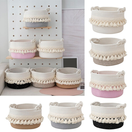 Panier de rangement en corde de coton élégant, gain de place,-2 2