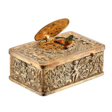 Antique Mechanical Singing Bird Music Box With Handcrafted-gold