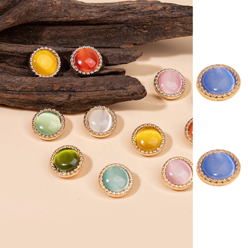 10Pcs Reflective Buttons Metal Sewing Buttons Closure-Orange1 2