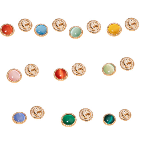 10Pcs Reflective Buttons Metal Sewing Buttons Closure-Orange1 1