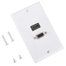 Compatibilité HDMI 4K pour home cinéma et bureaux, plaque murale multiport avec coude HDMI + VGA, installation facile.