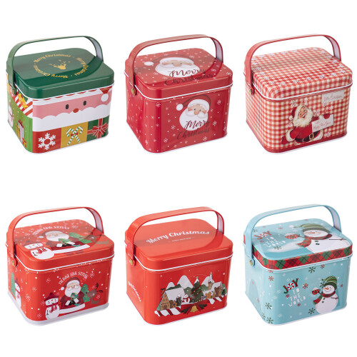Set of 2 Christmas Gift Boxes with Handle Stylish Candy-Type A 1